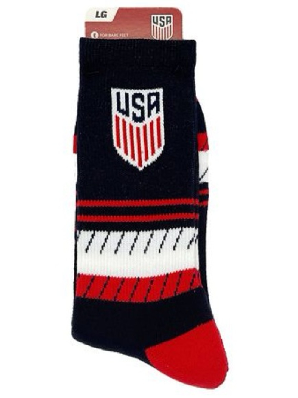 USA nwt Crest Athletic Crew Socks - Navy/Red/White size large 10 - 13